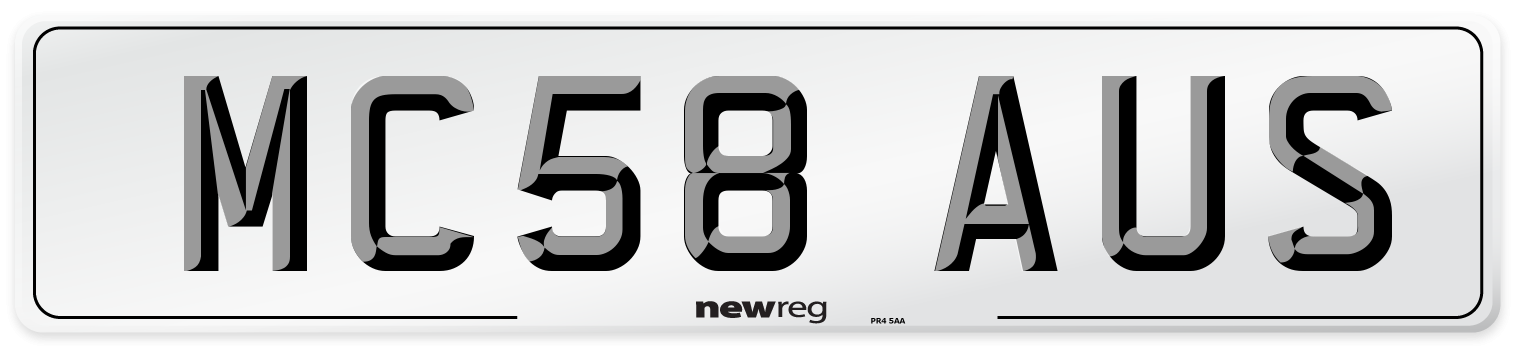 MC58 AUS Number Plate from New Reg